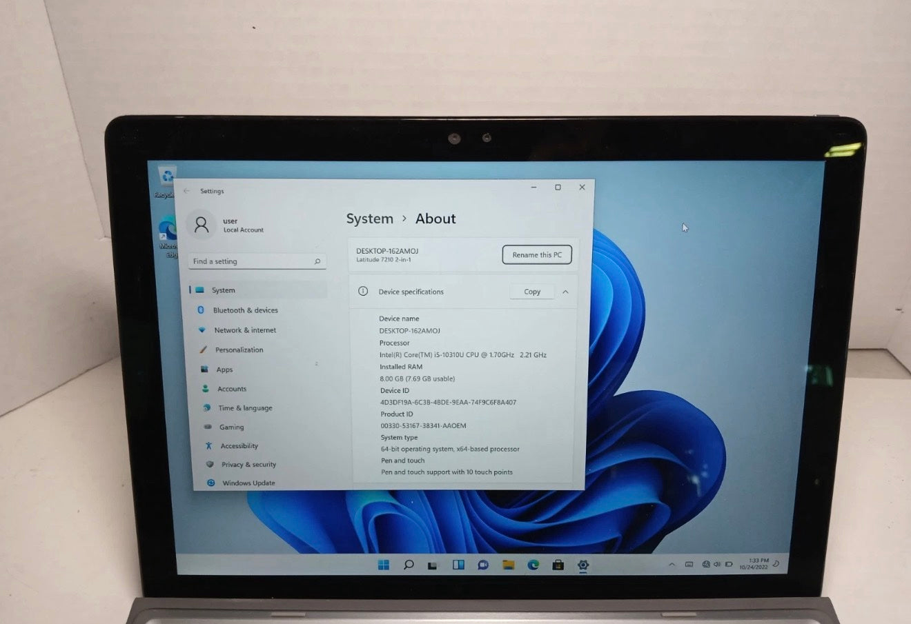 Dell Latitude 7210 2-in-1 Tablet / Laptop - Intel Core i7-1061U, 16GB RAM, 512GB SSD image 1